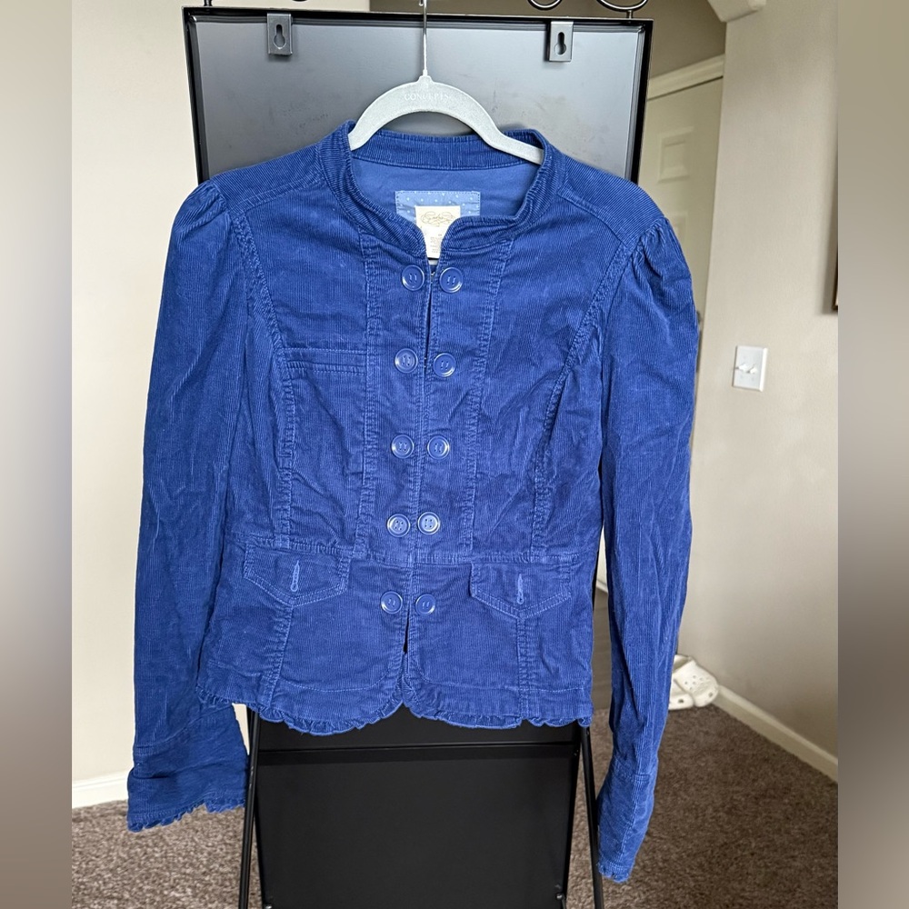 Chic Blue Corduroy Blazer
